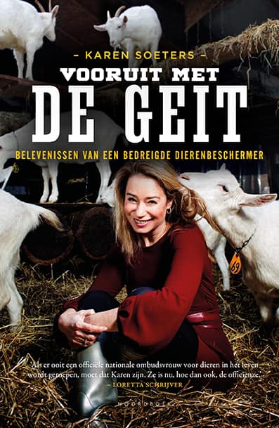 cover boek vooruit met de geit Karen Soeters zet zich in om dierenleed te stoppen: ‘Ik wil de stem zijn voor alle dieren, omdat zij die zelf niet hebben’